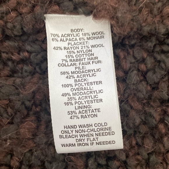 Ann Taylor Loft Brown/Bordeaux Knit Sweater Vest with Faux Fur Collar Size Small - Picture 12 of 12